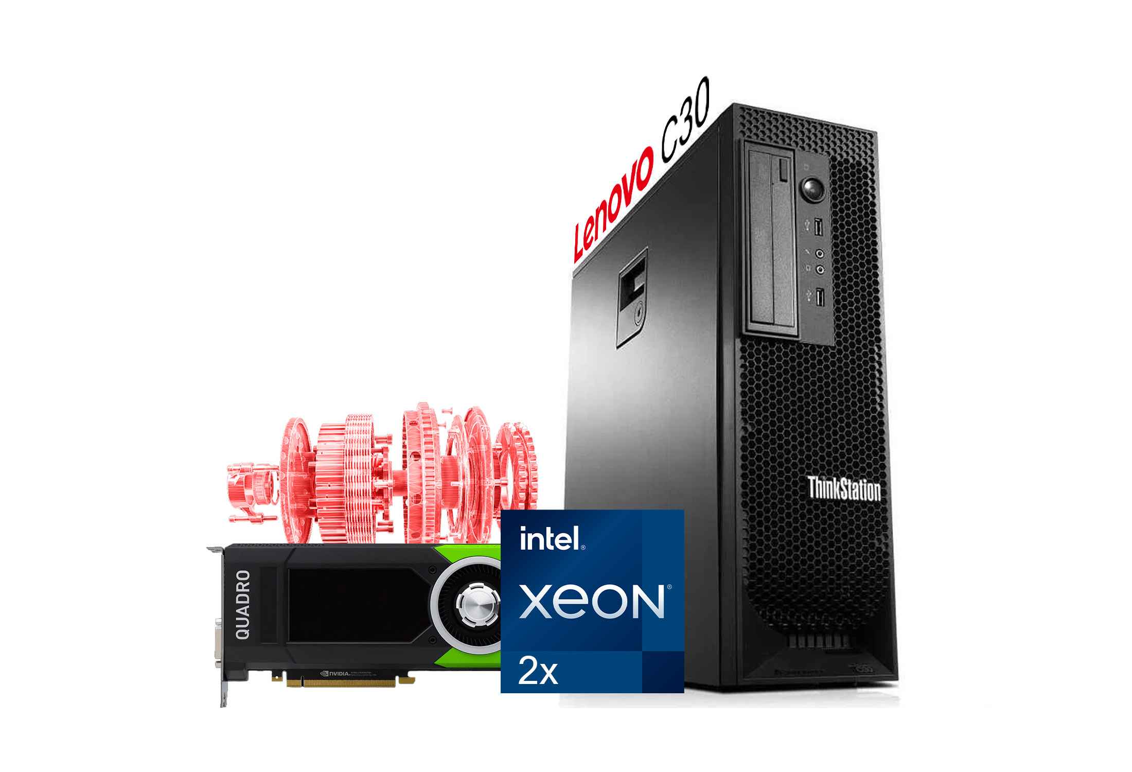 Lenovo ThinkStation C30 2x Xeon E5-2630v2 32GB RAM Quadro P1000
