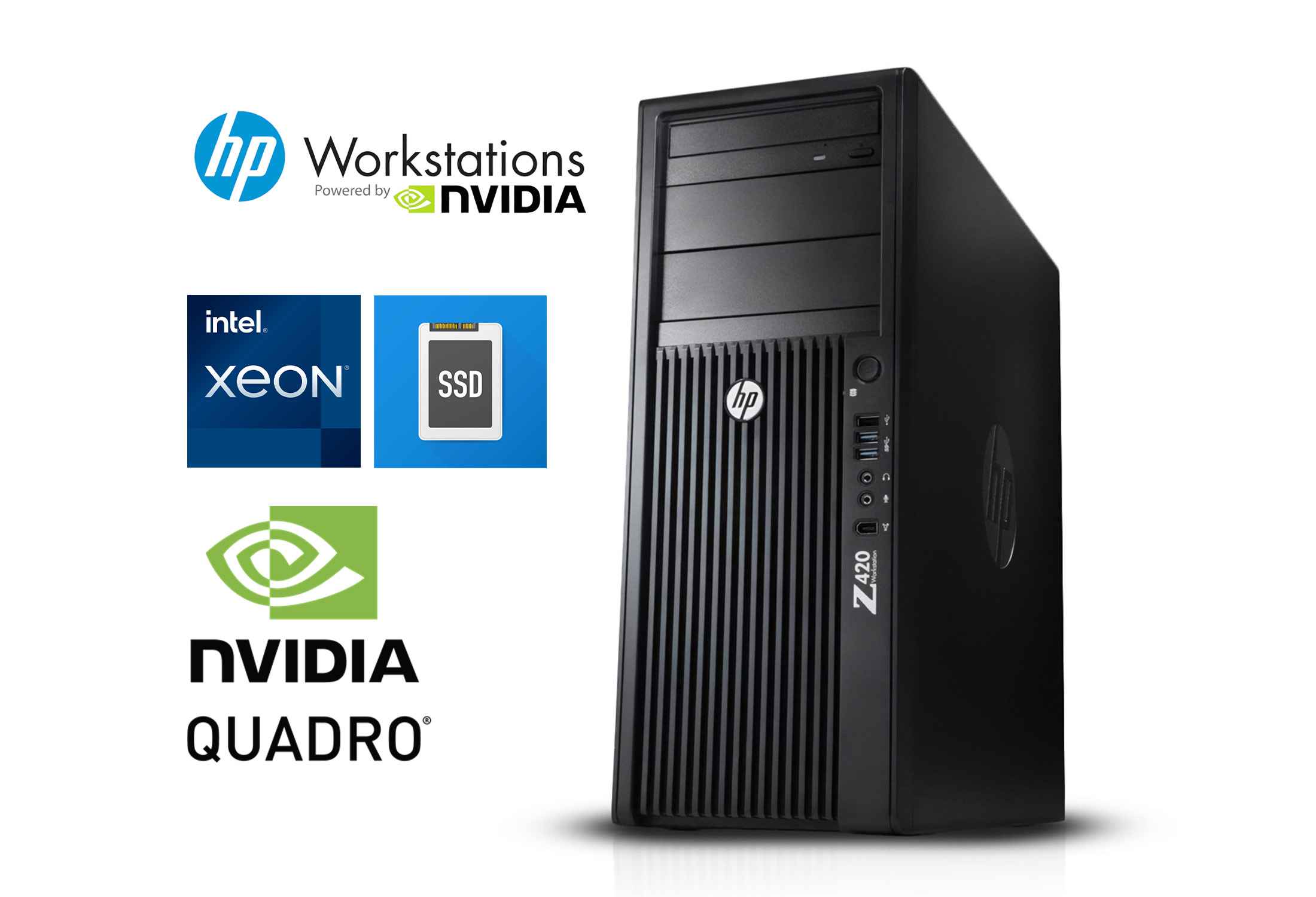 HP Z420 Workstation Xeon E5-2695v2 64GB RAM SSD Quadro K2200